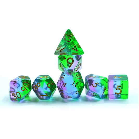 Transparent layered resin dnd dice, rpg dice, dice for role playing games, dice goblin and critical critters