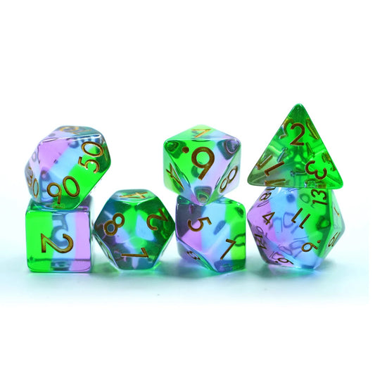 Transparent layered resin dnd dice, rpg dice, dice for role playing games, dice goblin and critical critters