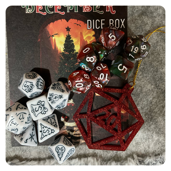 December dnd dice box, christmas dnd dice, christmas dice