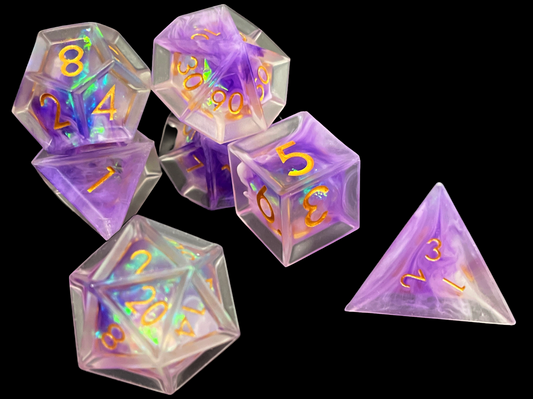 Fluorite Sharp Edge TTRPG/DnD dice set