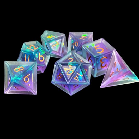 Fluorite (Dark) Sharp Edge TTRPG/DnD dice set