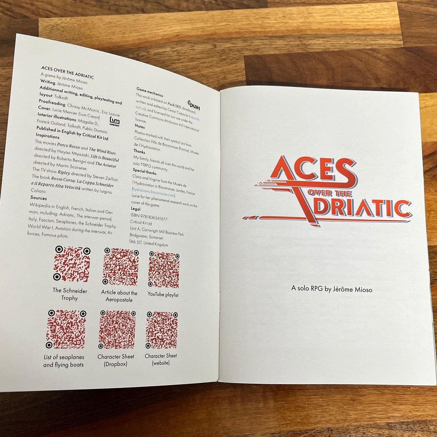 Aces Over the Adriatic is a solo RPG written by Jerome Mioso, a solo journalling game exploring 1920s aviation.