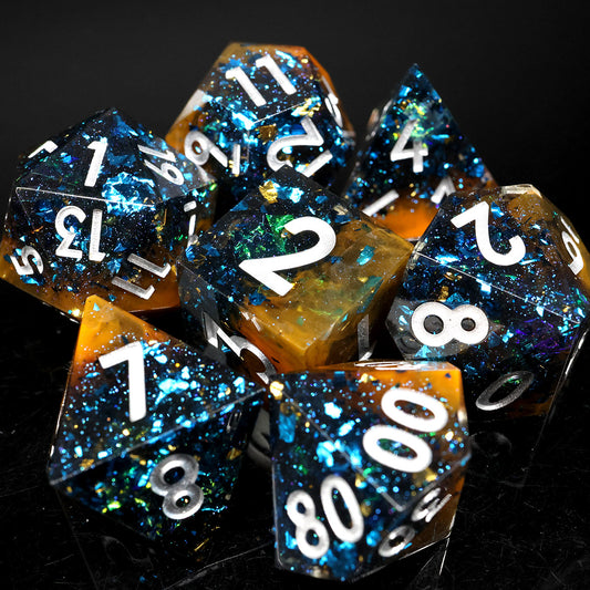 sharp edge dnd dice set, TTRPG, role playing games and dice collectors