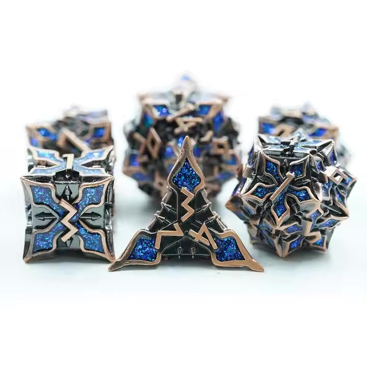 Metal blue demogordon dnd dice set, table breakers, metal dnd dice for dice goblin collectors and critical critters