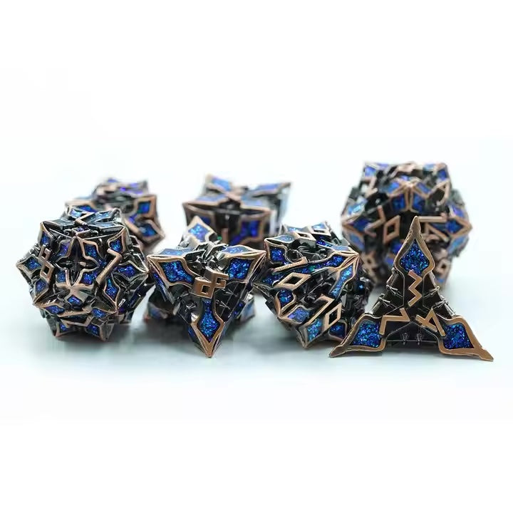 Metal blue demogordon dnd dice set, table breakers, metal dnd dice for dice goblin collectors and critical critters