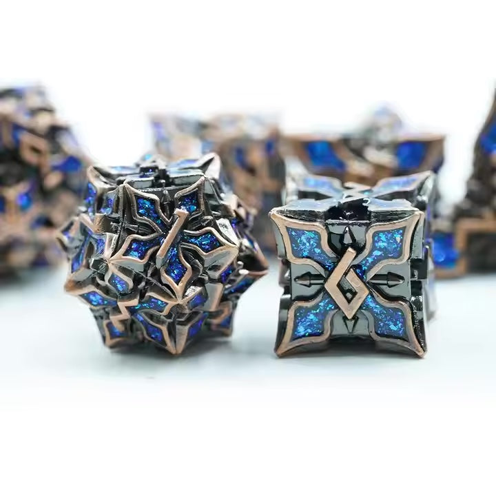 Metal blue demogordon dnd dice set, table breakers, metal dnd dice for dice goblin collectors and critical critters