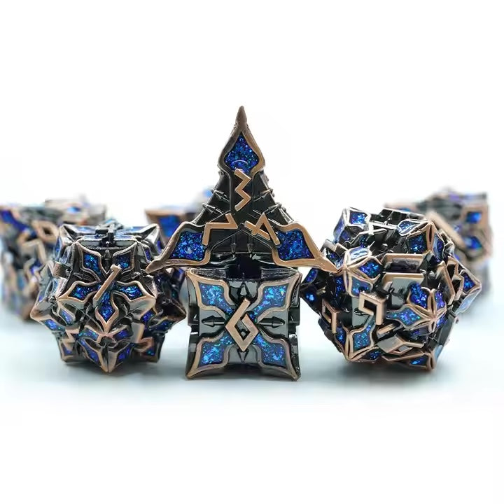 Metal blue demogordon dnd dice set, table breakers, metal dnd dice for dice goblin collectors and critical critters