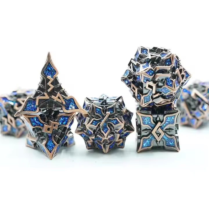 Metal blue demogordon dnd dice set, table breakers, metal dnd dice for dice goblin collectors and critical critters