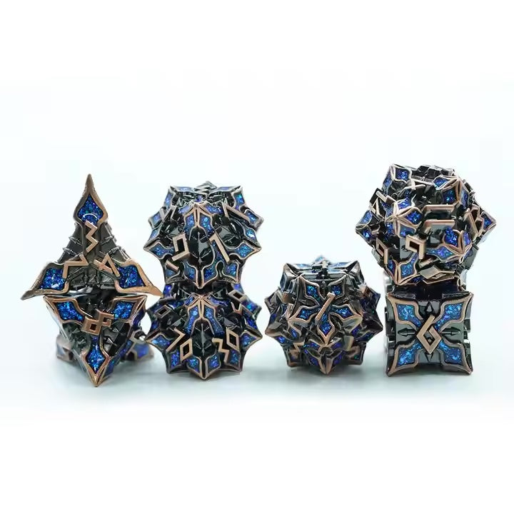 Metal blue demogordon dnd dice set, table breakers, metal dnd dice for dice goblin collectors and critical critters