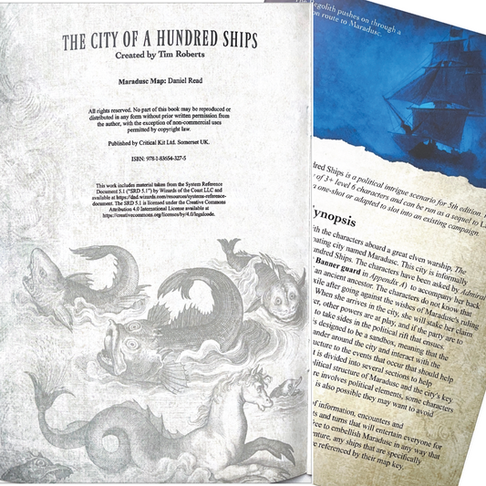 City of 100 ships is a dnd one shot adventure for 5e, 5e dnd one shot, of political intrigue