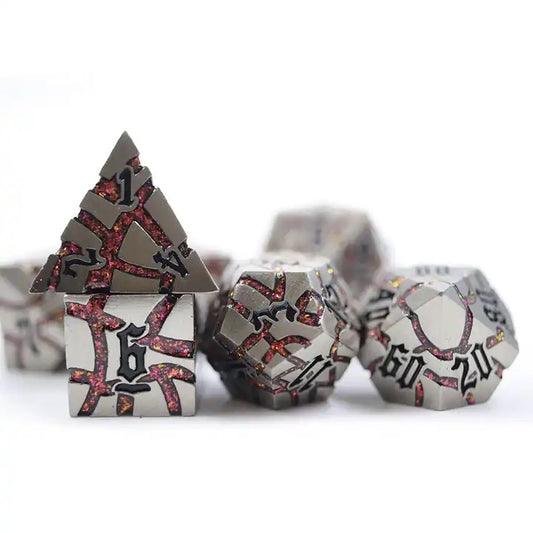 Metal dnd dice set, TTRPG, role playing games, dice goblin and dice dragon collectors from a uk dice store