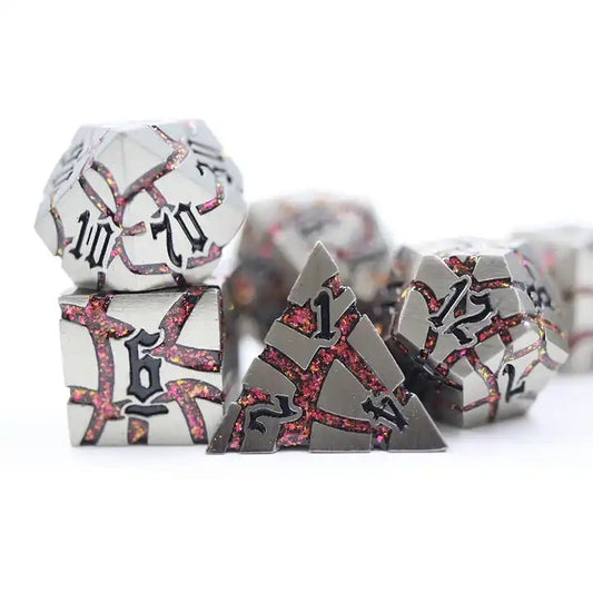 Metal dnd dice set, TTRPG, role playing games, dice goblin and dice dragon collectors from a uk dice store