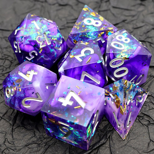 Da Funk sharp edge TTRPG/DnD dice set, TTRPG, role playing games, dice goblin and critical critters