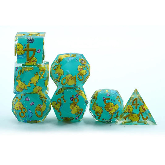 Sharp edge duck dnd dice, RPG dice, DND dice, critical critters and dice goblin collectors