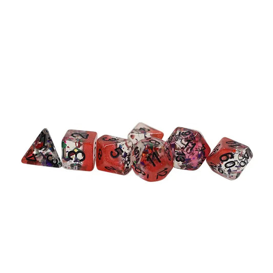 dnd glitter dice set, rpg dice, role playing games, dice goblin and critical critter collectors