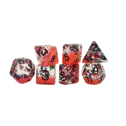 dnd glitter dice set, rpg dice, role playing games, dice goblin and critical critter collectors