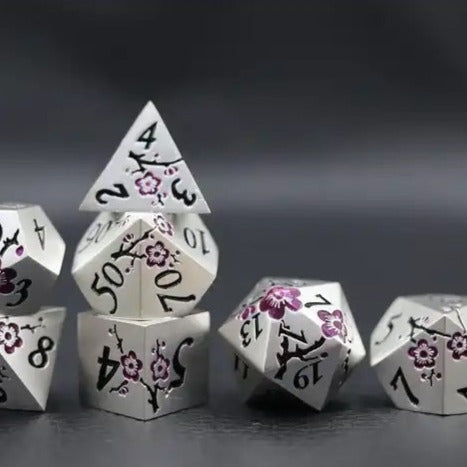 Metal flower dnd dice set, TTRPG role playing games, dice goblin, dice shop online