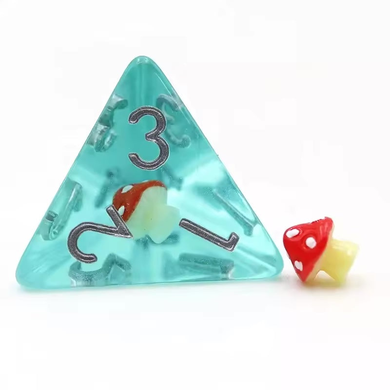 Mushroom dnd TTRPG dice set for role playing and dice goblins and dice dragons