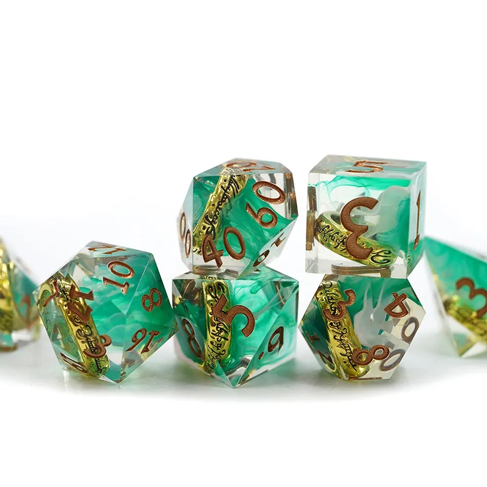 Precious: Emerald Clouds And Gold Ring TTRPG/DnD Dice Set – Critical ...