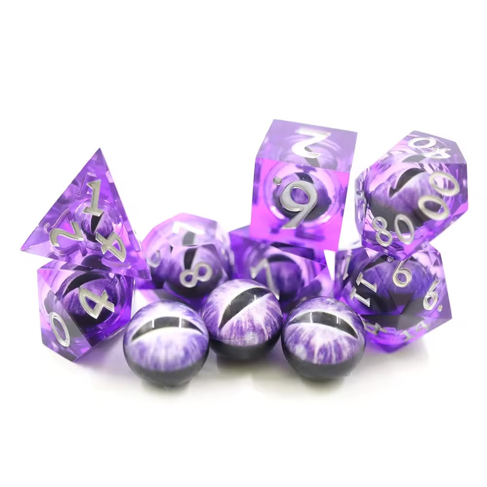 Dragon dnd dice set, rpg dice, purple dice sharp edge for dnd