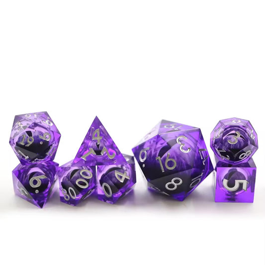 Dragon dnd dice set, rpg dice, purple dice sharp edge for dnd