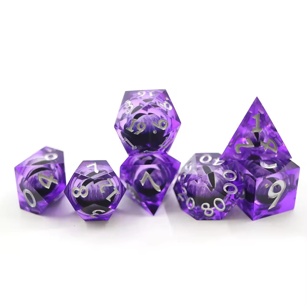 Dragon dnd dice set, rpg dice, purple dice sharp edge for dnd