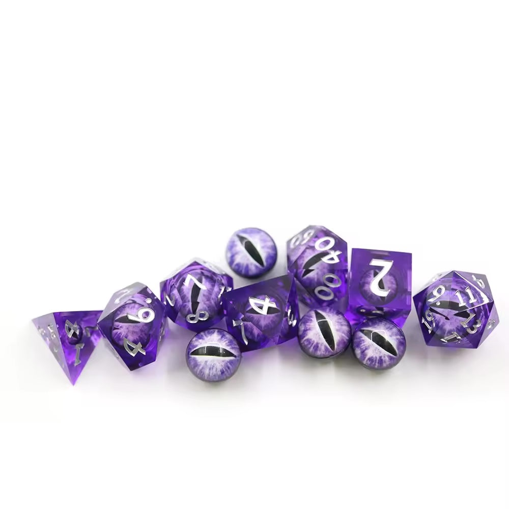 Dragon dnd dice set, rpg dice, purple dice sharp edge for dnd