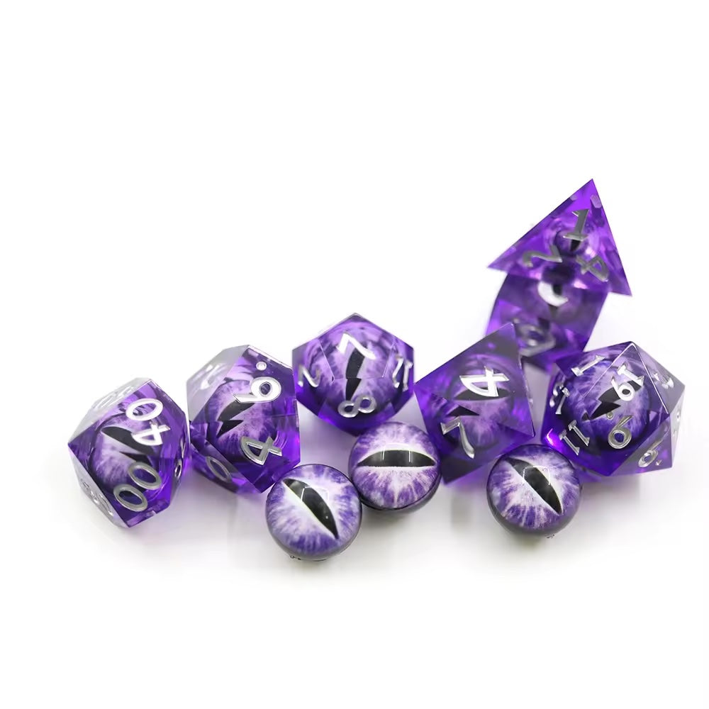 Dragon dnd dice set, rpg dice, purple dice sharp edge for dnd