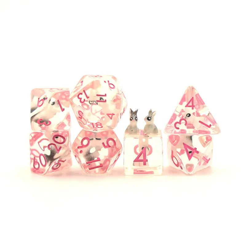 rabbit dnd dice sets, ttrpg, role playing games, dice goblins and dice dragons