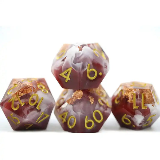 red and white dnd ttrpg dice set for role playing games and dice goblin collectors