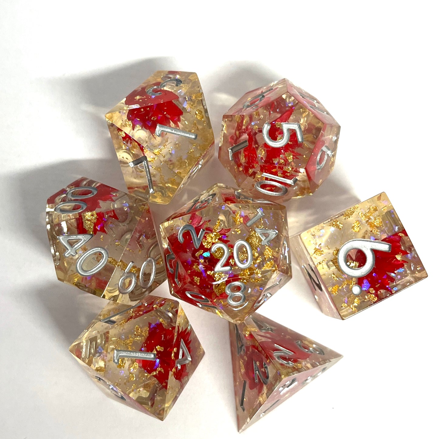 Floral sharp edge dice set