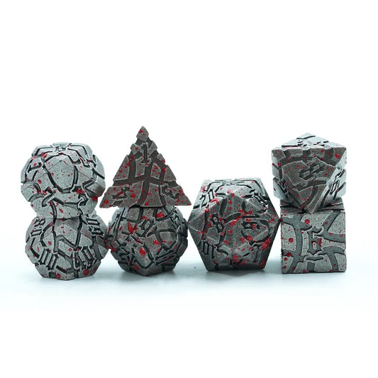 Metal dnd dice set, metal dice, rpg dice, dice goblin and critical critters, horror dice set