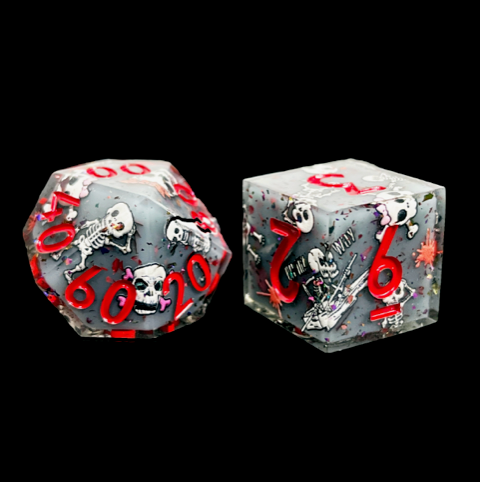 sharp edge dnd dice set, skeleton dnd dice sets, rpg dice