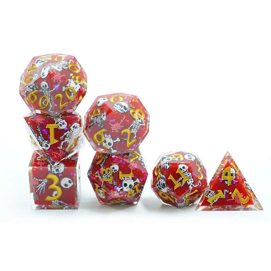 Skeleton dnd dice, sharp edge dice set, critical critters, dice goblin and rpg dice