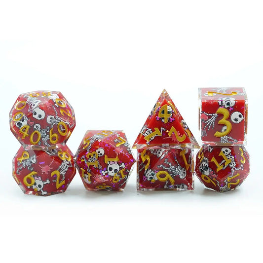 Skeleton dnd dice, sharp edge dice set, critical critters, dice goblin and rpg dice