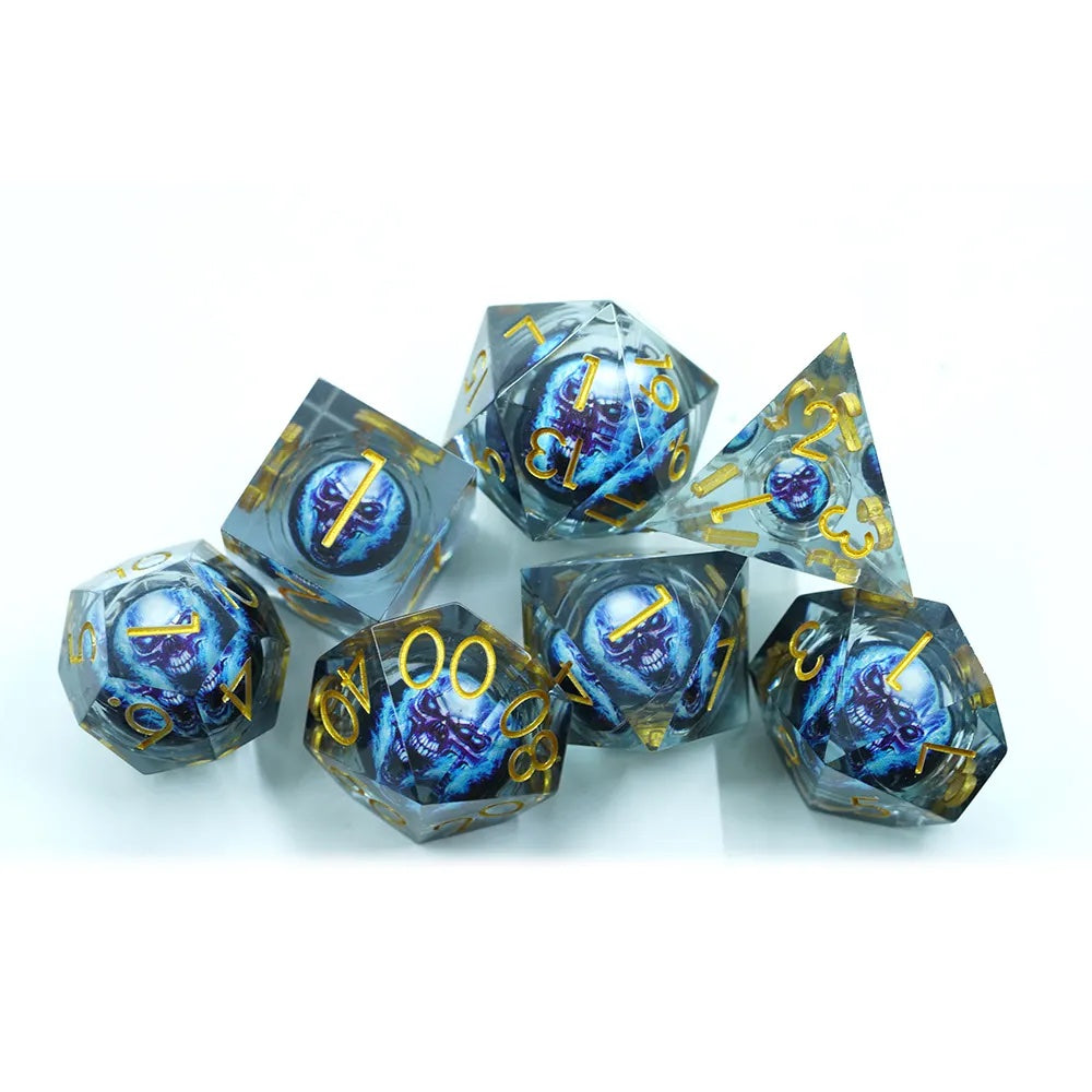 Sharp edge dnd dice set, skull dice, rpg dice, dice goblin and critical critters