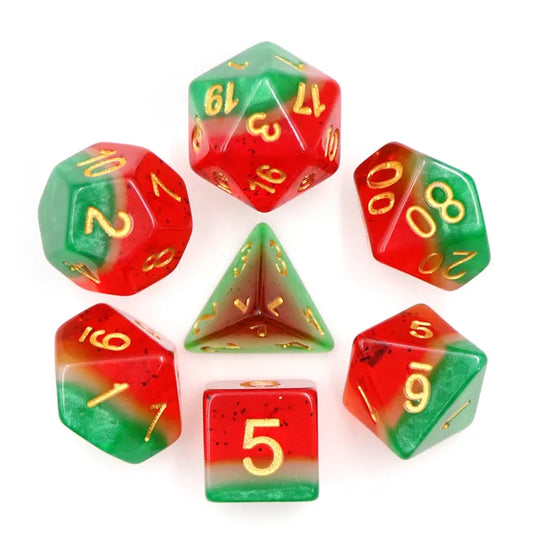 Watermelon dnd dice set, rpg dice, role playing games and dice goblin collectors