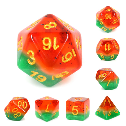 Watermelon dnd dice set, rpg dice, role playing games and dice goblin collectors