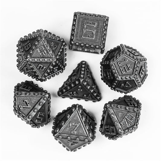 Steel Hull D&D metal dice set, metal dnd dice set, metal dice, math rocks, polyhedral dice