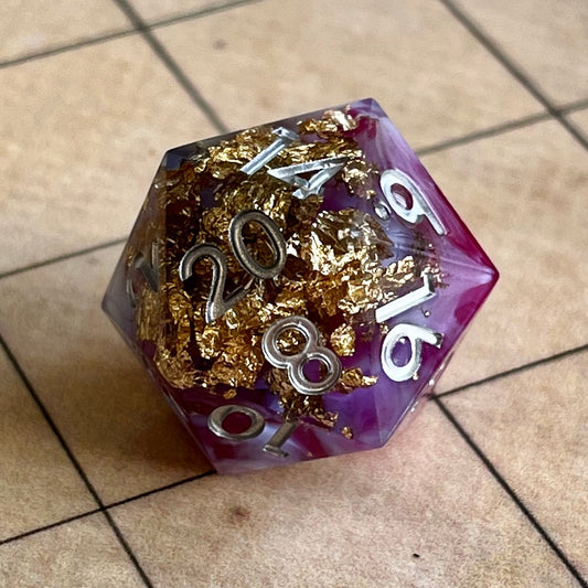 New Gold Dream, DnD sharp edge dice set, polyhedral dice, math rocks. TTRPG, role playing, role playing games