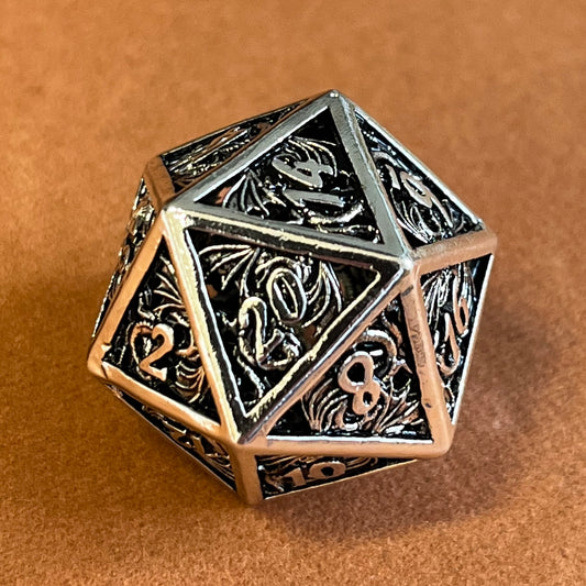 Silver Dragon (Hollow Metal Dice) DND Dice Set