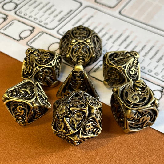 Skelly Bronze (Hollow Metal Dice) TTRPG/DND Dice Set