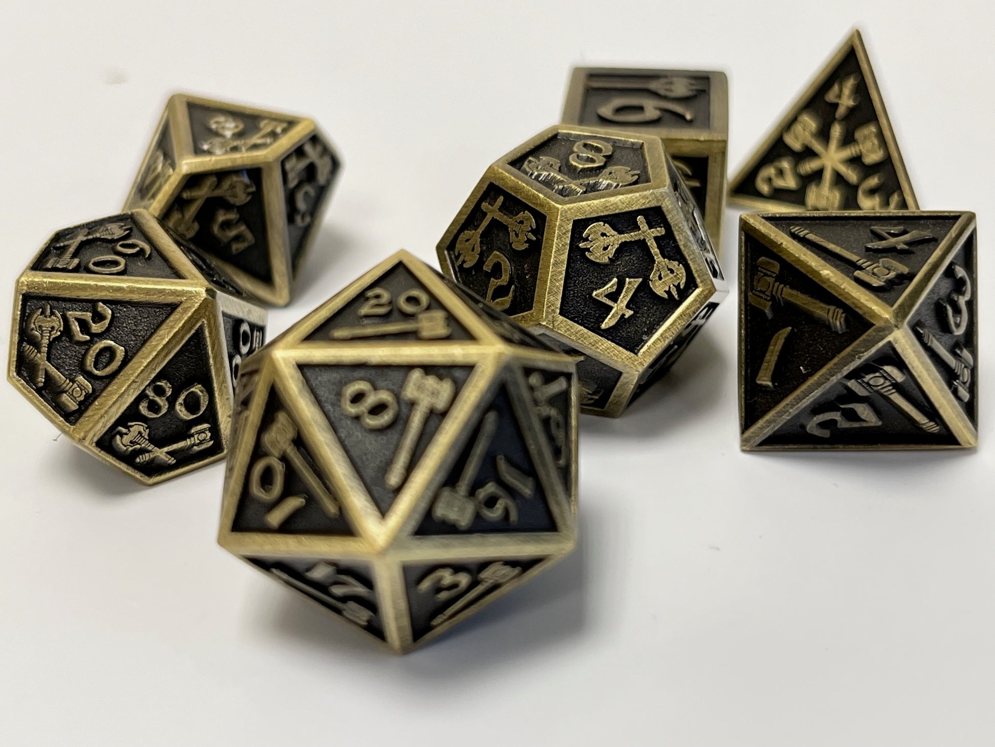 reckless metal dnd dice, metal dice, ttrpg dice set, role playing, role playing games